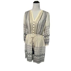 Floreat For Anthropologie Pierre Ivory & Black Dress with Pocket’s Size 8
